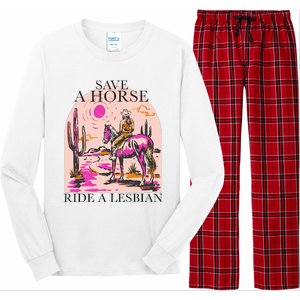 Save A Horse Ride A Lesbian Cowboy Lgbtq Western Retro Long Sleeve Pajama Set