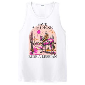 Save A Horse Ride A Lesbian Cowboy Lgbtq Western Retro PosiCharge Competitor Tank