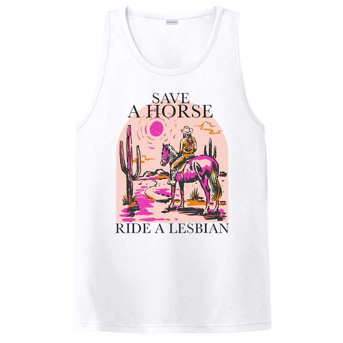 Save A Horse Ride A Lesbian Cowboy Lgbtq Western Retro PosiCharge Competitor Tank