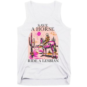 Save A Horse Ride A Lesbian Cowboy Lgbtq Western Retro Tank Top