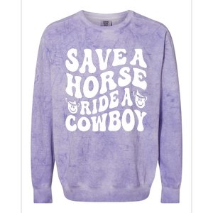 Save A Horse Ride A Cowboy Oversized Western Colorblast Crewneck Sweatshirt