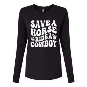 Save A Horse Ride A Cowboy Oversized Western Womens Cotton Relaxed Long Sleeve T-Shirt