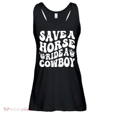 Save A Horse Ride A Cowboy Oversized Western Ladies Essential Flowy Tank