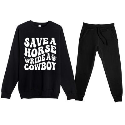 Save A Horse Ride A Cowboy Oversized Western Premium Crewneck Sweatsuit Set