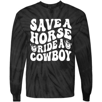 Save A Horse Ride A Cowboy Oversized Western Tie-Dye Long Sleeve Shirt