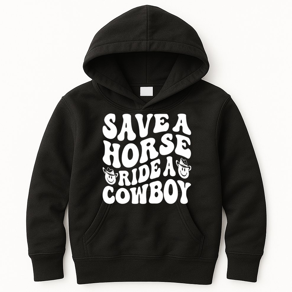 Save A Horse Ride A Cowboy Oversized Western Kids Hoodie