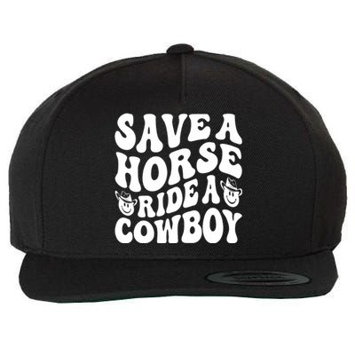 Save A Horse Ride A Cowboy Oversized Western Wool Snapback Cap