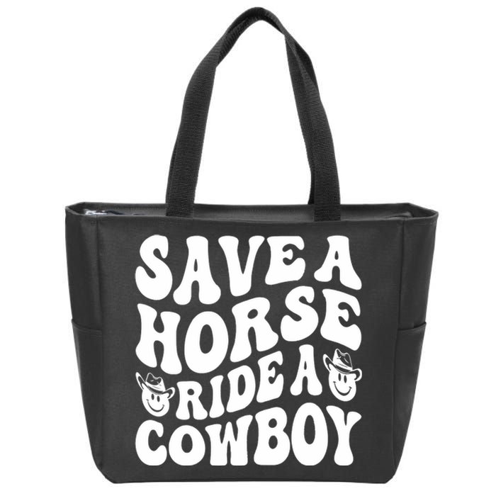 Save A Horse Ride A Cowboy Oversized Western Zip Tote Bag