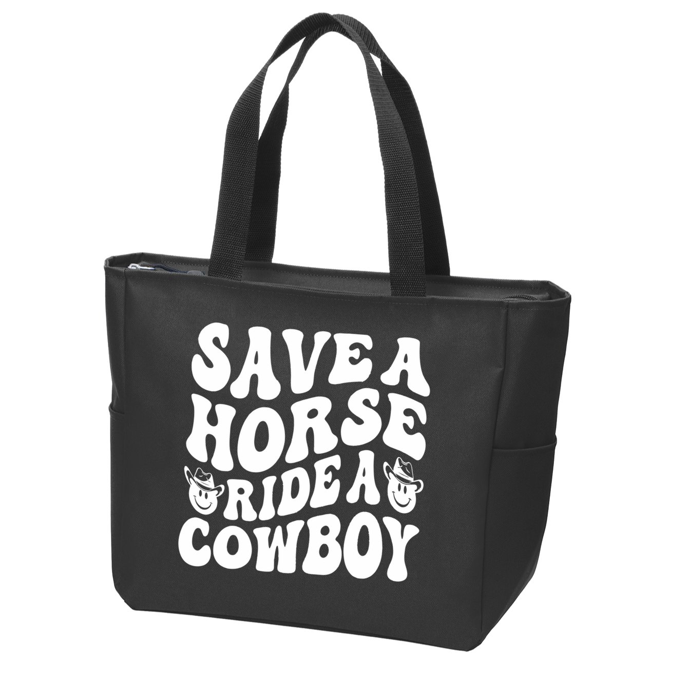 Save A Horse Ride A Cowboy Oversized Western Zip Tote Bag