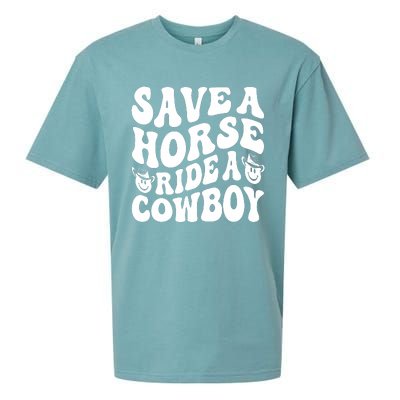 Save A Horse Ride A Cowboy Oversized Western Sueded Cloud Jersey T-Shirt