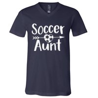 Soccer Aunt Heart Sport Lover Auntie MotherS Day V-Neck T-Shirt