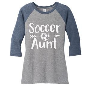 Soccer Aunt Heart Sport Lover Auntie MotherS Day Women's Tri-Blend 3/4-Sleeve Raglan Shirt