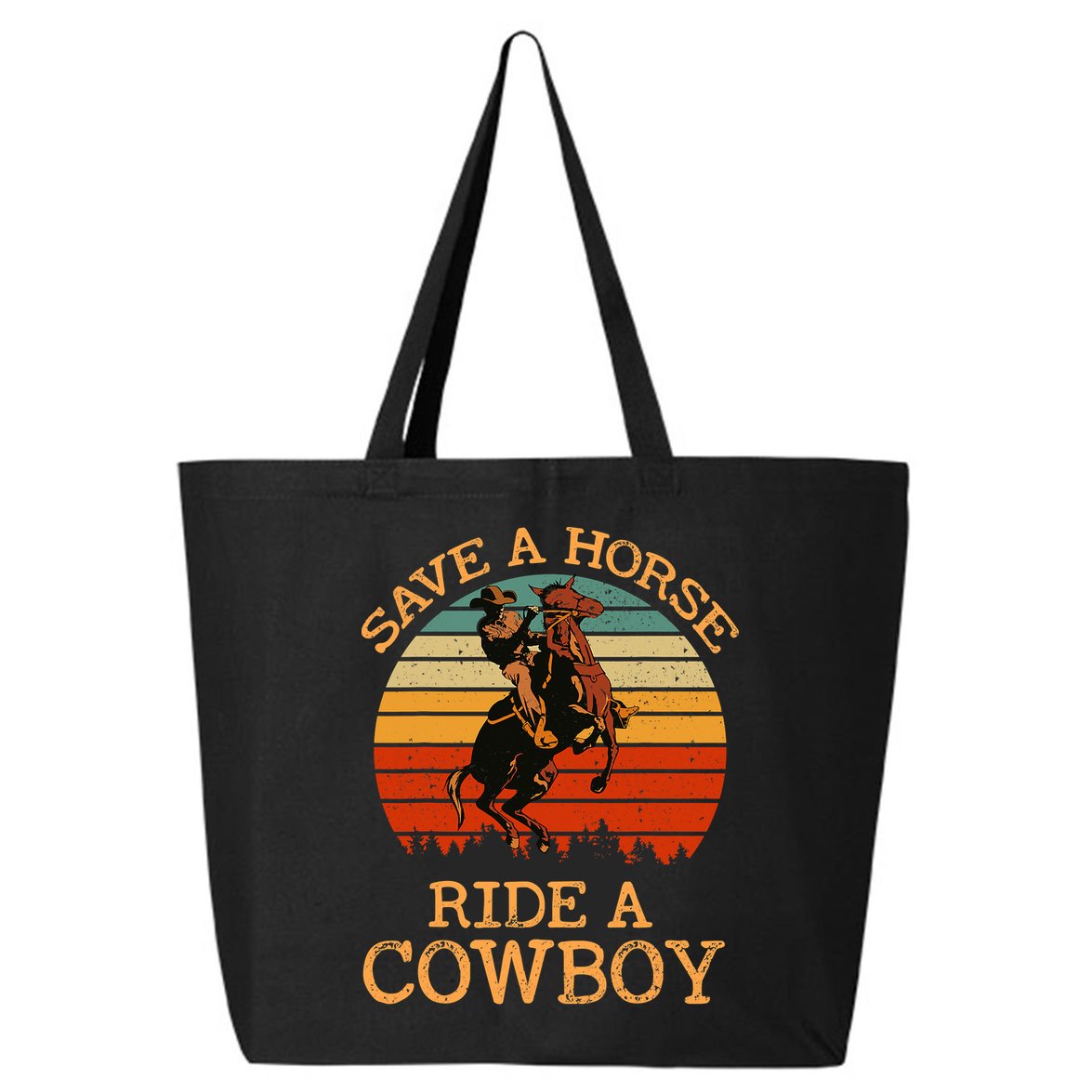 Save A Horse Ride A Cowboy Western Vintage Retro 25L Jumbo Tote