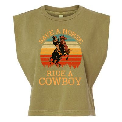 Save A Horse Ride A Cowboy Western Vintage Retro Garment-Dyed Women's Muscle Tee