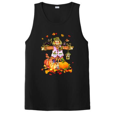 Scarecrow Autumn Hello Fall Pumpkin Thanksgiving Halloween PosiCharge Competitor Tank