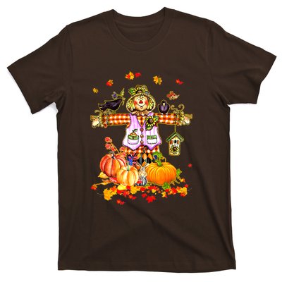 Scarecrow Autumn Hello Fall Pumpkin Thanksgiving Halloween T-Shirt