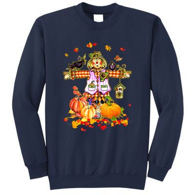 Scarecrow Autumn Hello Fall Pumpkin Thanksgiving Halloween Sweatshirt