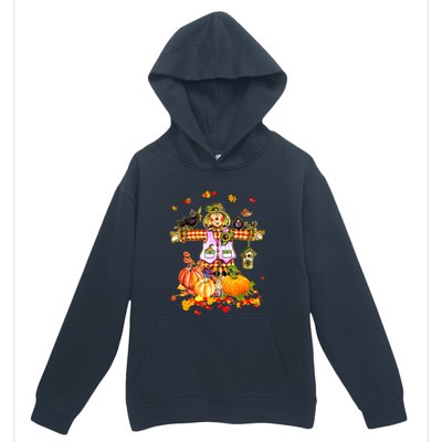 Scarecrow Autumn Hello Fall Pumpkin Thanksgiving Halloween Urban Pullover Hoodie