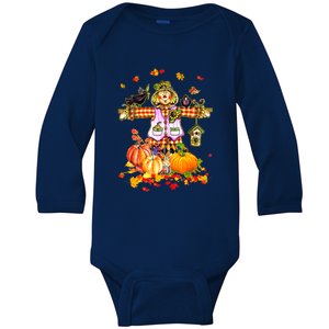 Scarecrow Autumn Hello Fall Pumpkin Thanksgiving Halloween Baby Long Sleeve Bodysuit