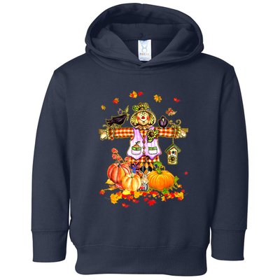 Scarecrow Autumn Hello Fall Pumpkin Thanksgiving Halloween Toddler Hoodie