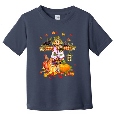 Scarecrow Autumn Hello Fall Pumpkin Thanksgiving Halloween Toddler T-Shirt