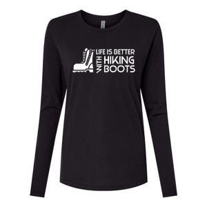 Sayings About Hiking Boots Hiking Lover Womens Cotton Relaxed Long Sleeve T-Shirt