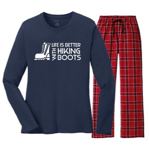 Sayings About Hiking Boots Hiking Lover Women's Long Sleeve Flannel Pajama Set 