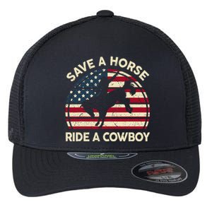 Save A Horse Ride Cowboy Funny Western Rodeo Flexfit Unipanel Trucker Cap