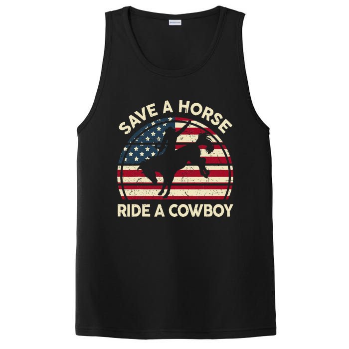 Save A Horse Ride Cowboy Funny Western Rodeo PosiCharge Competitor Tank