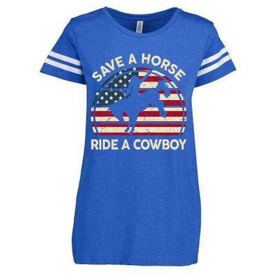 Save A Horse Ride Cowboy Funny Western Rodeo Enza Ladies Jersey Football T-Shirt