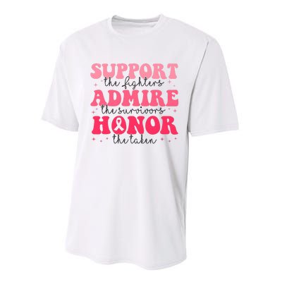 Support Admire Honor Breast Cancer Awareness Pink Ribbon Performance Sprint T-Shirt