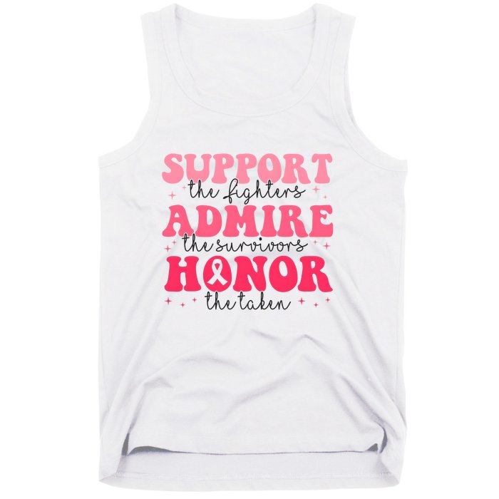 Support Admire Honor Breast Cancer Awareness Pink Ribbon Tank Top