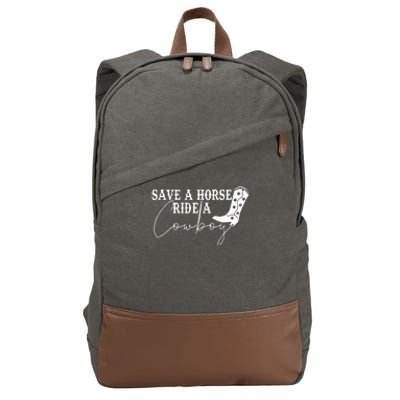 Save A Horse Ride A Cowboy Bachelorette Party Bridal Cotton Canvas Backpack