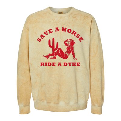 Save A Horse Ride A Dyke Vintage Cowgirl Howdy Lesbians Colorblast Crewneck Sweatshirt