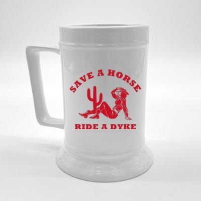 Save A Horse Ride A Dyke Vintage Cowgirl Howdy Lesbians Beer Stein