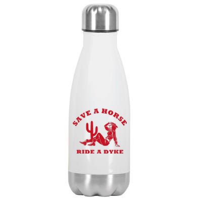 Save A Horse Ride A Dyke Vintage Cowgirl Howdy Lesbians Stainless Steel Insulated Water Bottle