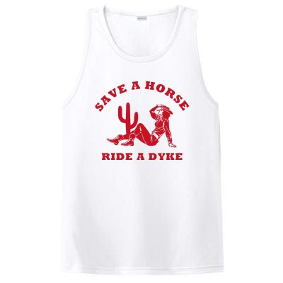 Save A Horse Ride A Dyke Vintage Cowgirl Howdy Lesbians PosiCharge Competitor Tank