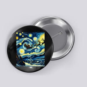 Santa And His Reindeer Van Gogh Starry Night Christmas Button