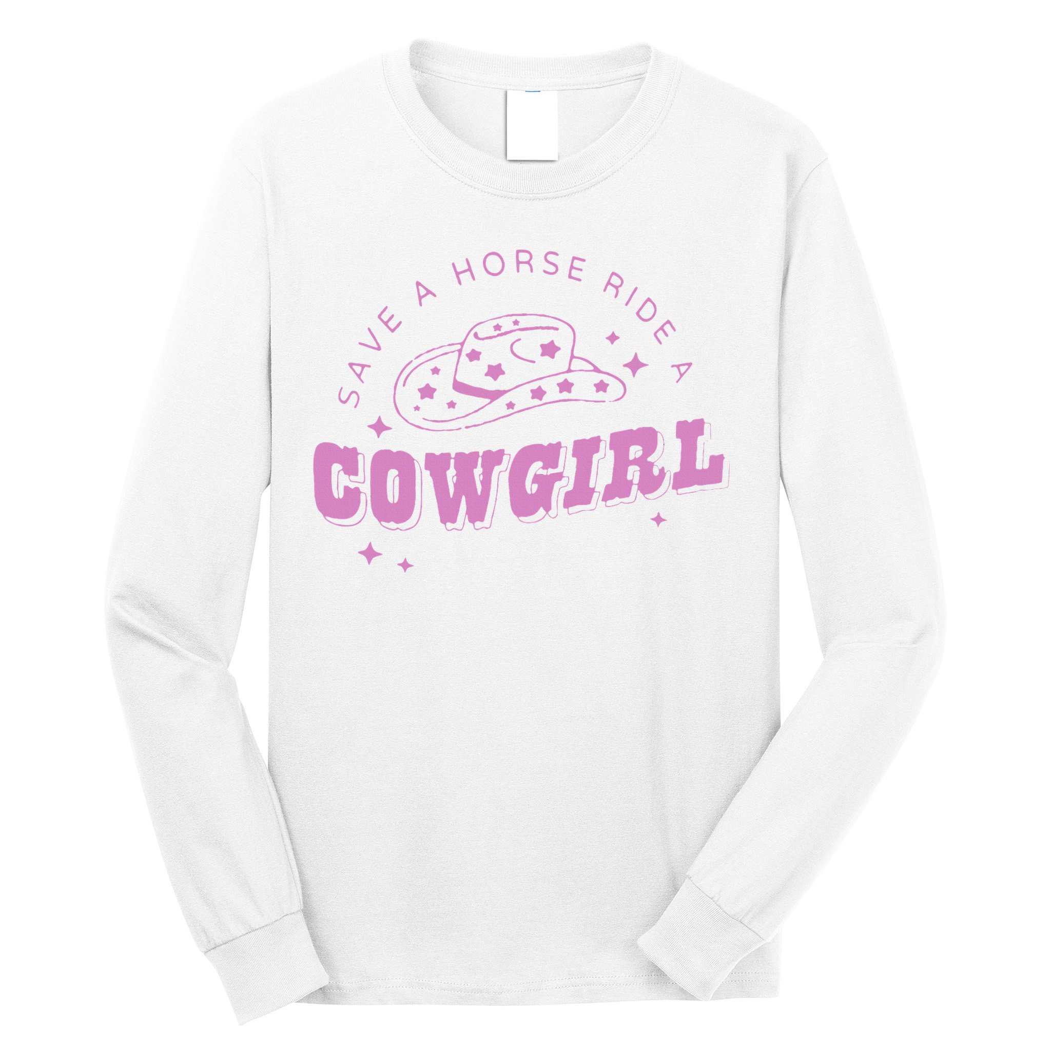 Save a Horse Ride a Cowgirl Lesbian Western Subtle Pride Long Sleeve Shirt
