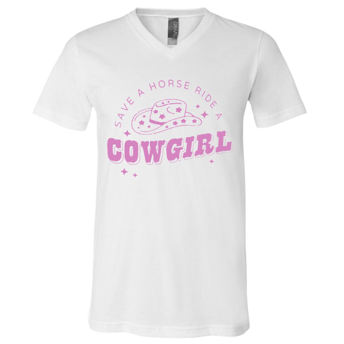 Save a Horse Ride a Cowgirl Lesbian Western Subtle Pride V-Neck T-Shirt