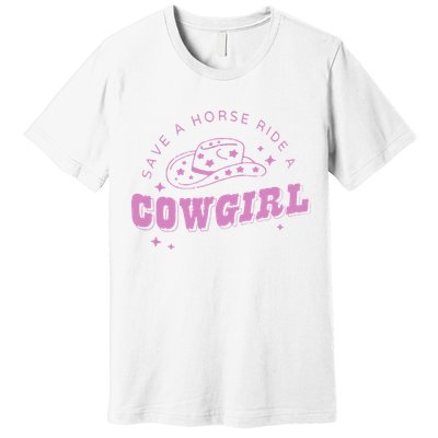 Save a Horse Ride a Cowgirl Lesbian Western Subtle Pride Premium T-Shirt