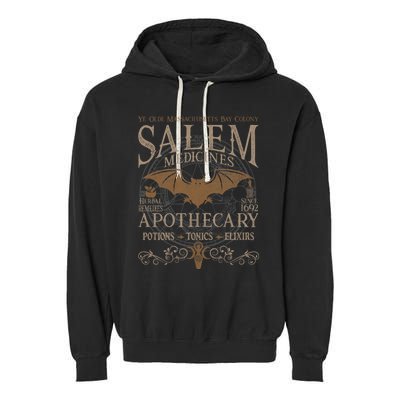 Salem Apothecary Herbalist Witch Wiccan Beige Bat Garment-Dyed Fleece Hoodie