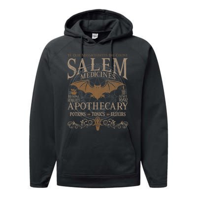 Salem Apothecary Herbalist Witch Wiccan Beige Bat Performance Fleece Hoodie