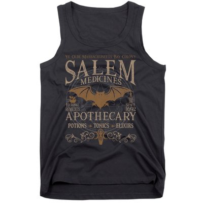 Salem Apothecary Herbalist Witch Wiccan Beige Bat Tank Top