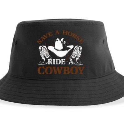 Save A Horse Ride A Cowboy For Cowgirls Horsericder Sustainable Bucket Hat