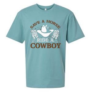 Save A Horse Ride A Cowboy For Cowgirls Horsericder Sueded Cloud Jersey T-Shirt