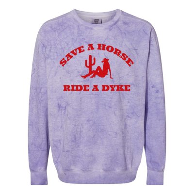 Save A Horse Ride A Dyke Funny Quotes Colorblast Crewneck Sweatshirt