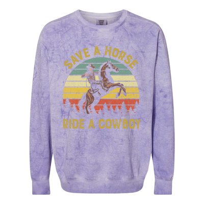 Save A Horse Ride A Cow Western Rodeo Country Lover Gift Colorblast Crewneck Sweatshirt