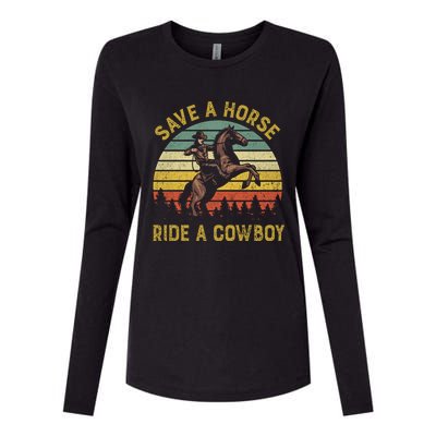 Save A Horse Ride A Cow Western Rodeo Country Lover Gift Womens Cotton Relaxed Long Sleeve T-Shirt