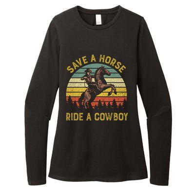 Save A Horse Ride A Cow Western Rodeo Country Lover Gift Womens CVC Long Sleeve Shirt